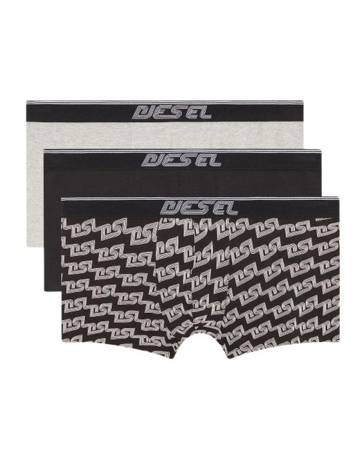 DIESEL Black Plain Boxer Shorts Three Pack for men