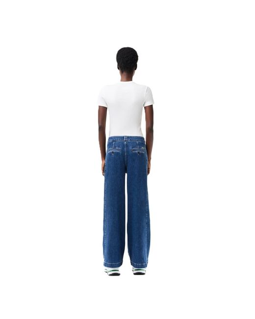 Lacoste Blue Wide Leg Relaxed Fit Jeans