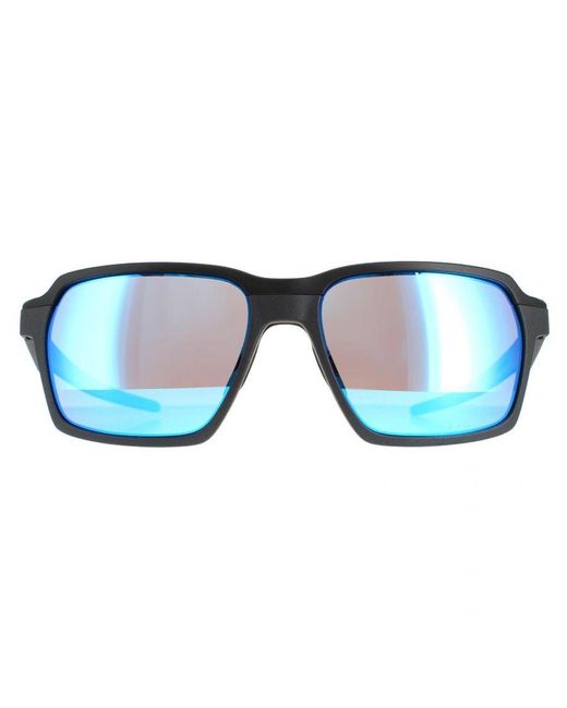 Oakley Blue Square Steel Prizm Sapphire Polarized Parlay Sunglasses for men