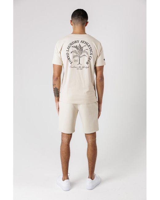 Tokyo Laundry Natural Athletics Club Logo T-Shirt And Jogger Short Set for men