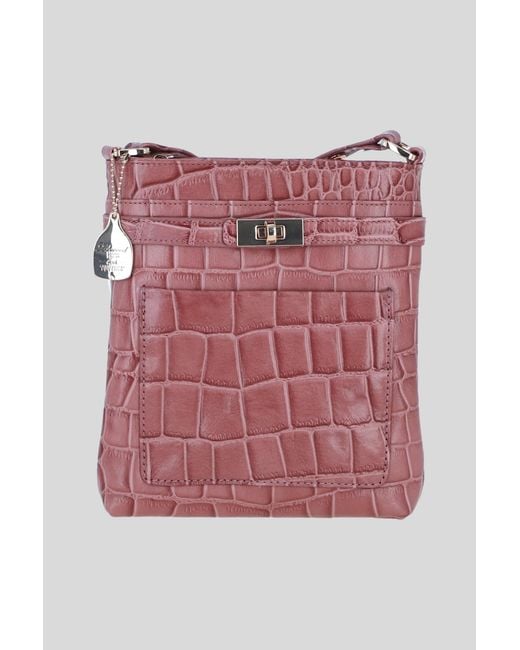 Ashwood Leather Pink Real Crossbody Bag With Adjustable Strap