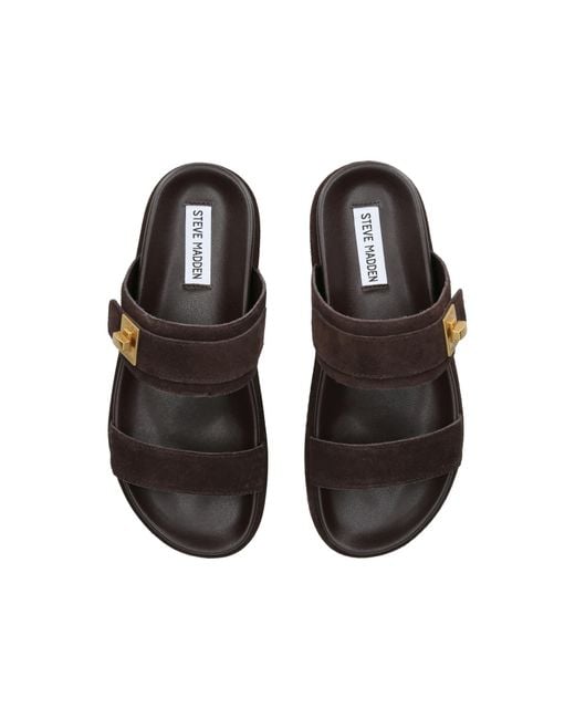 Steve Madden Black Suede Take Two Dark Sandals