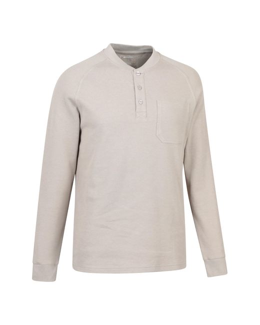 Mountain Warehouse White 'Selby' Waffle Henley Tee With Button Fastenings Long Sleeve Top Cotton for men