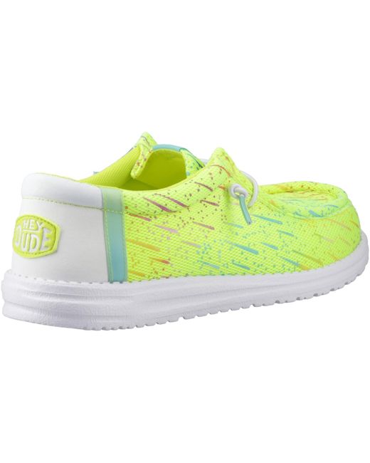 HeyDude Yellow Wally Party Mesh Classic Slip On Shoes for men