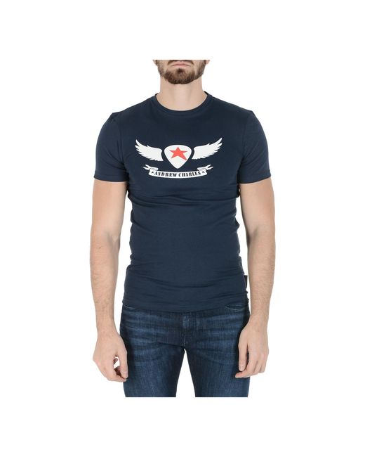 Andrew Charles by Andy Hilfiger Blue T-Shirt Short Sleeves Round Neck Keita for men