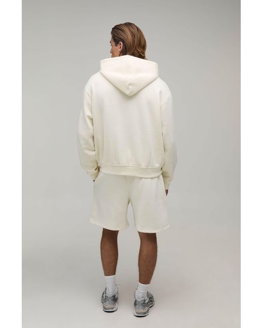BoohooMAN White Baggy Drop Crotch Mid Length Short for men