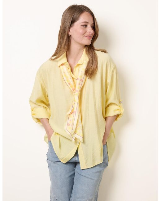 Blue Vanilla Natural Scarf Viscose Crinkle Shirt