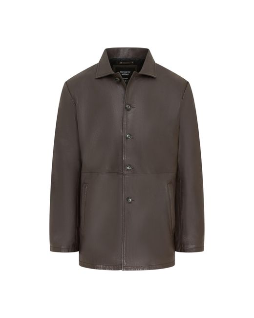 Infinity Leather Black Long Collared Car Coat Jacket for men