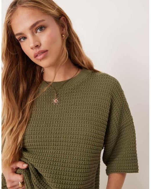 ASOS Green Co-Ord Knitted Stitch Relaxed T-Shirt