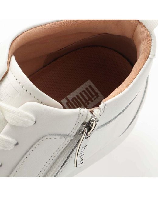 Fitflop Dames Fit Flop Rally Leather High Top Trainers In Wit in het White