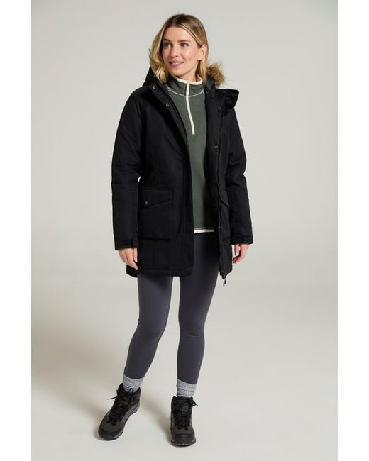 Mountain Warehouse Black 'Tarka' Long Jacket Waterproof Winter Warm Padded Coat