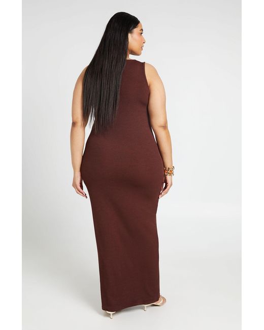 Boohoo Red Plus Rib Scoop Neck Maxi Dress