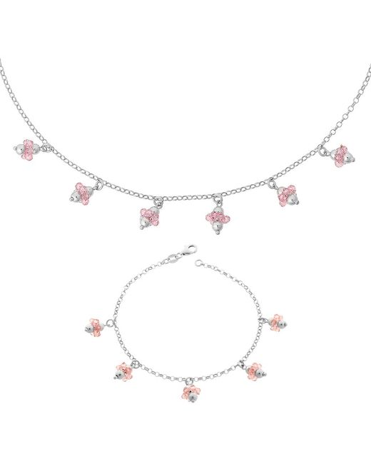 Orphelia White 925 Sterling Set: Bracelet + Necklace