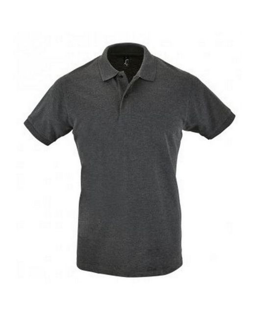 Sol's Black Perfect Pique Short Sleeve Polo Shirt Marl) Cotton for men