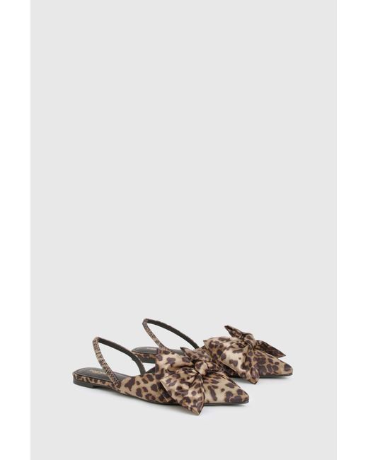 Boohoo Multicolor Wide Fit Faux Suede Bow Detail Pointed Flats