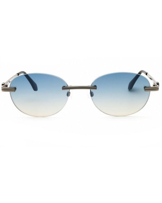 Palm Angels Blue Accessories Crystal Rectangle Sunglasses for men