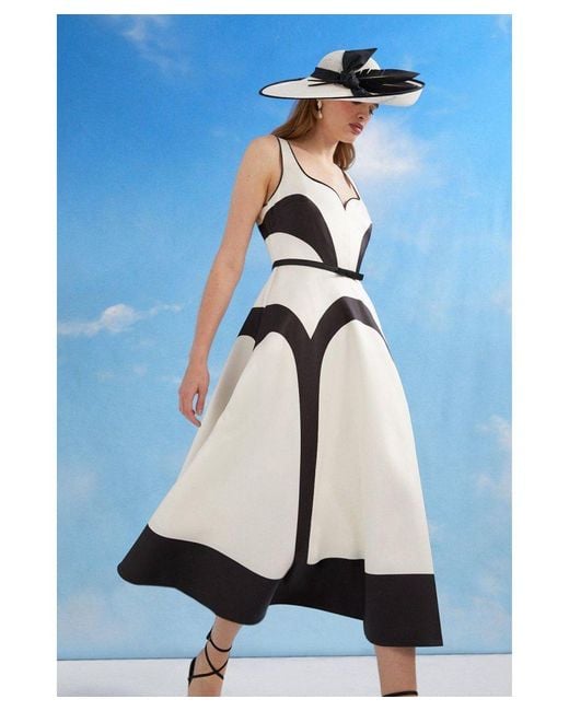 Coast Blue Lisa Tan Colour Block Full Skirt Midi Dress
