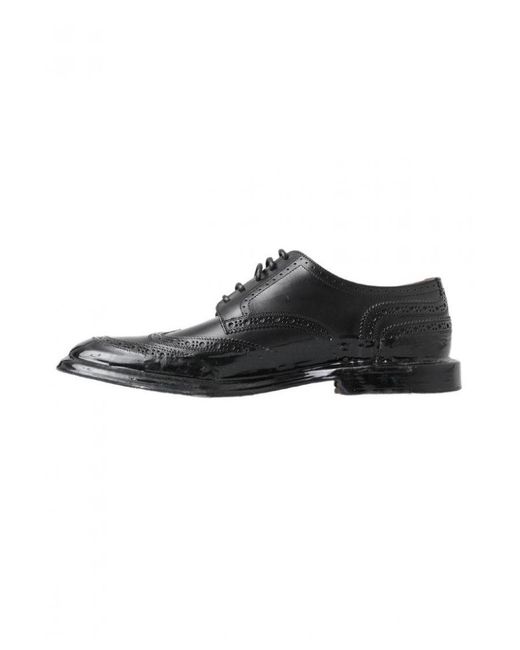 Dolce & Gabbana Black Leather Oxford Wingtip Formal Derby Shoes for men