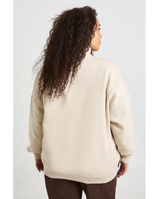 Boohoo Natural Plus Oversized Half Zip Sweatshirt