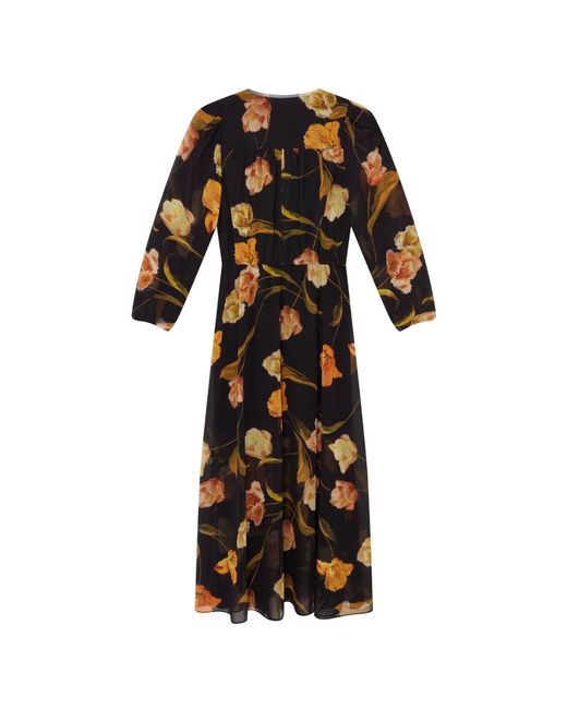 Ted Baker Black Mesh Top Midi Dress
