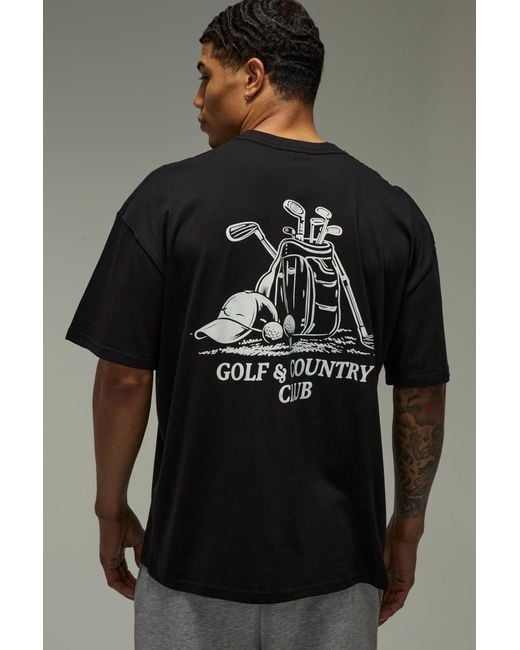 BoohooMAN Black Golf Country Club Oversized T-Shirt for men