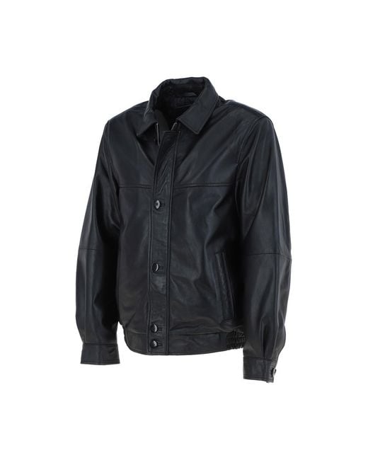 Ashwood Leather Black 'Ferdinando' Bomber Jacket for men
