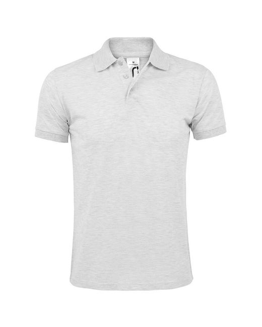 Sol's White Prime Pique Plain Short Sleeve Polo Shirt (Ash) for men