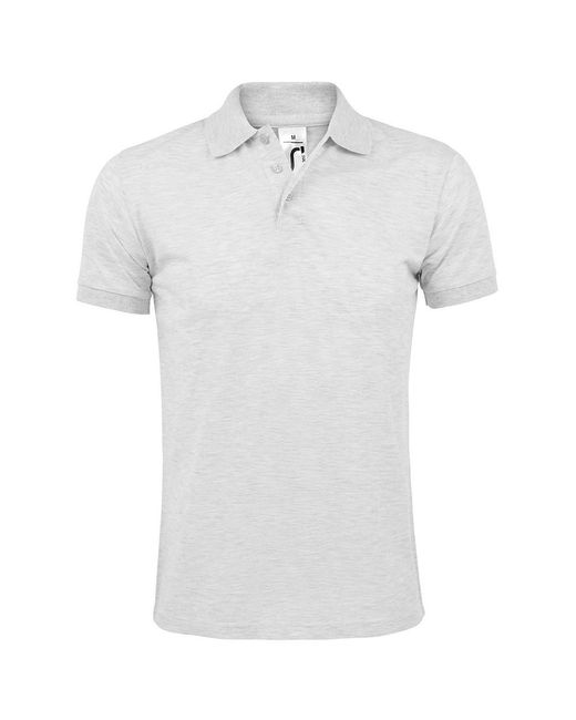 Sol's White Prime Pique Plain Short Sleeve Polo Shirt (Ash) for men