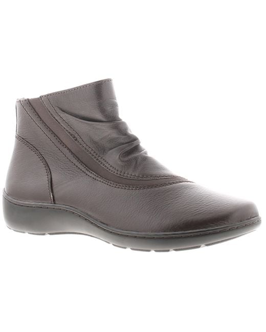Clarks Gray Ankle Boots Cora Derby Leather Zip