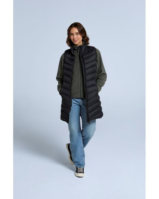 Mountain Warehouse Black 'Frankie' Longline Gilet Water Resistant Padded Jacket Polyamide