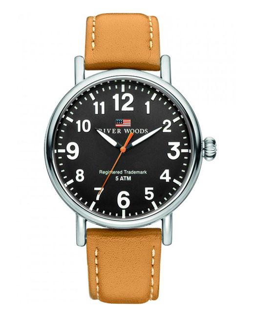 River Woods Black Sacramento Watch Rw420020 Leather for men
