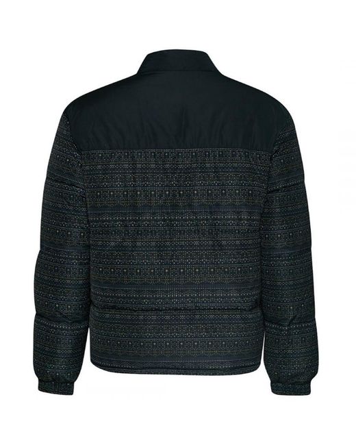 Lyle & Scott Black Fair Isle Reversible Puffer Jacket for men