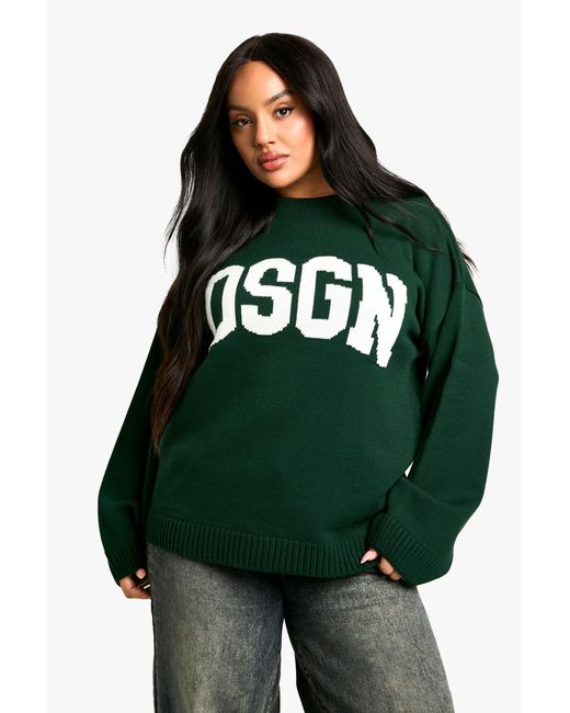 DSGN Studio Green Plus Crew Neck Knitted Jumper