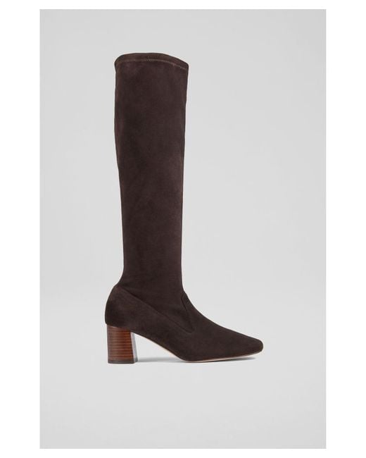 L.K.Bennett White Davina Knee Boots, Nutmeg