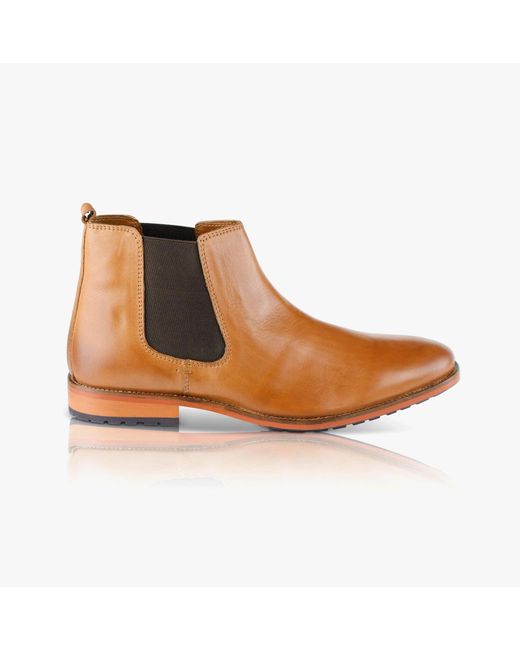 Silver Street London Brown Argyll Chelsea Boots Tan for men