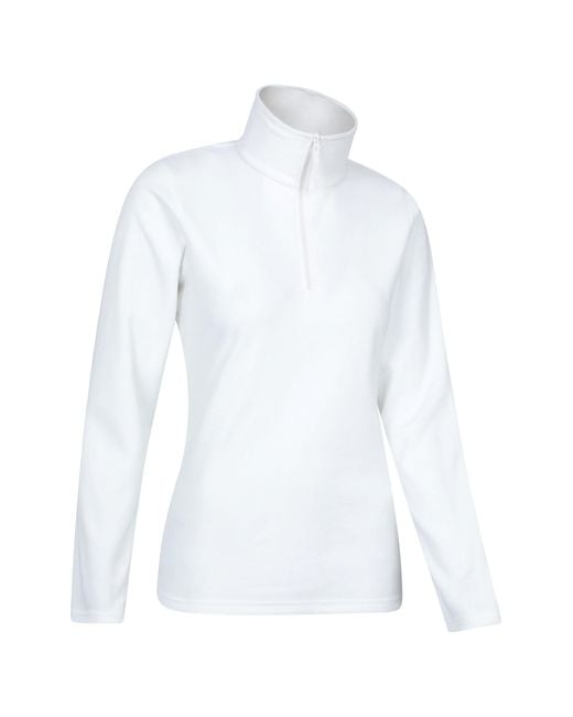 Mountain Warehouse White 'Camber' Striped Fleece Top Half Zip Quick Dry Breathable Sweater