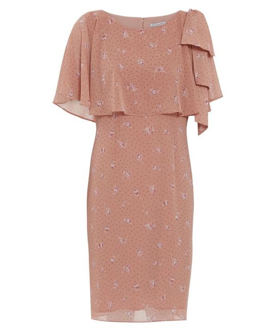 Gina Bacconi Pink Claren Floral Spot Chiffon Dress