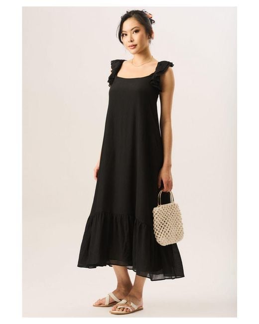 Gini London Black Ruffle Short Sleeve Maxi Dress