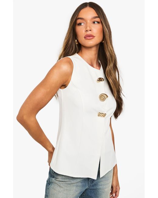 Boohoo White Shell Trim Waistcoat