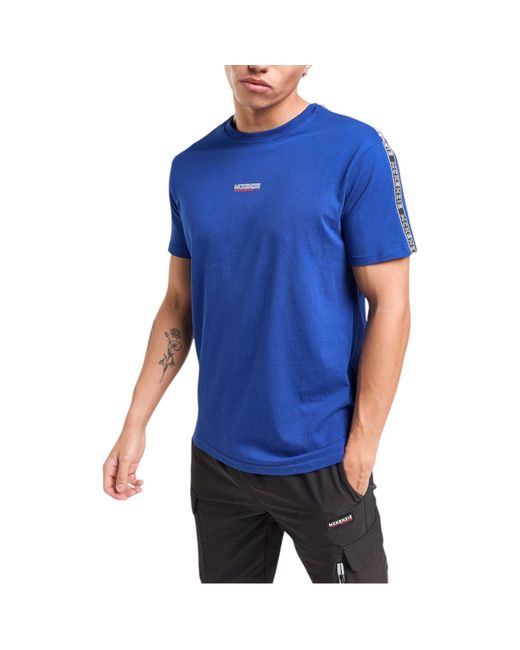 McKenzie Blue T Shirts Logo Tape Crew Neck Short Sleeve Summer Cotton T-Shirt for men