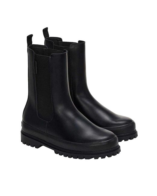 Superga Black Ladies 3006 Alpina Box Leather Chelsea Boots (Total)