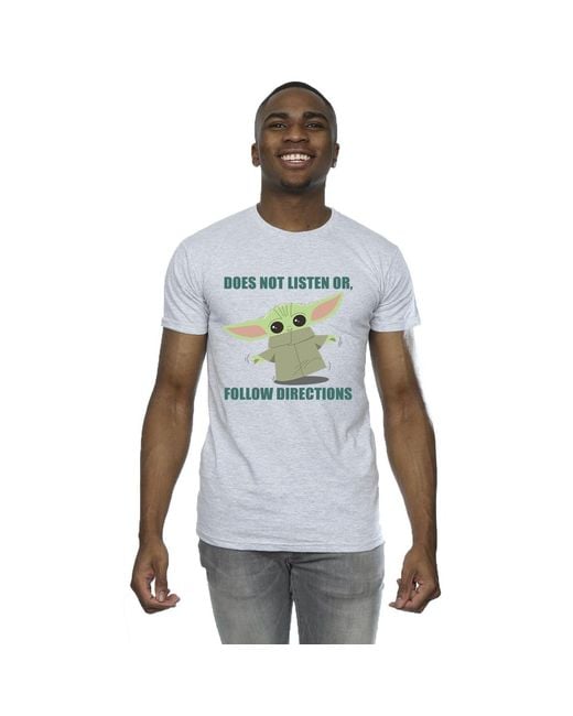 Star Wars White The Mandalorian Grogu Does Not Listen T-Shirt (Sports) for men
