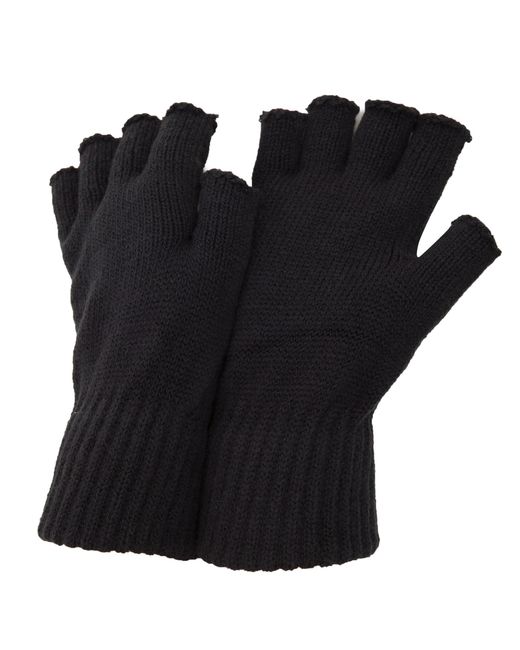 floso Black Fingerless Winter Gloves (Dark) for men
