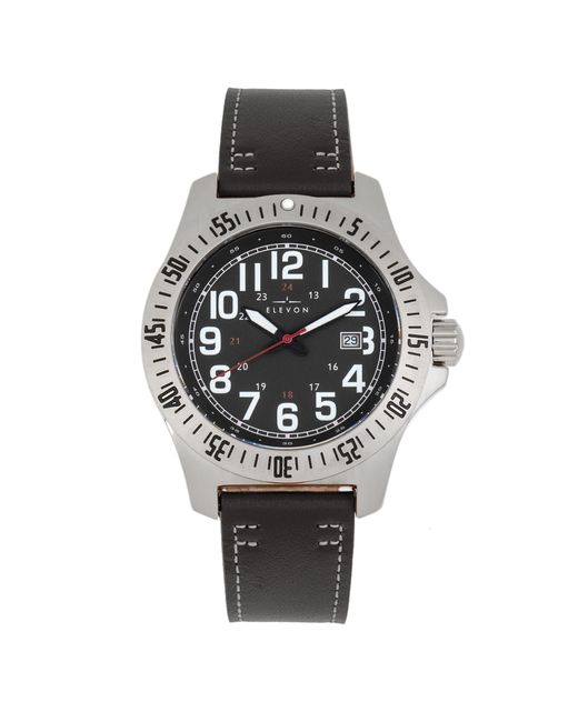 Elevon Watches Metallic Aviator Leather-Band Watch W/Date for men