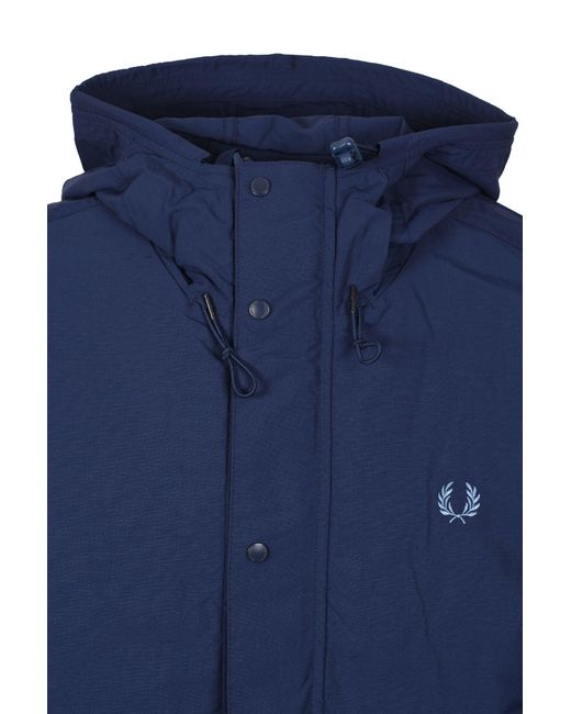 Fred Perry Blue Cropped Ripstop Parka Tennis Cotton for men