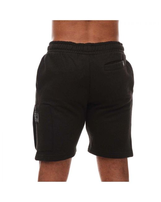 Duck and Cover Black Milgate Pocket Jogger Shorts for men