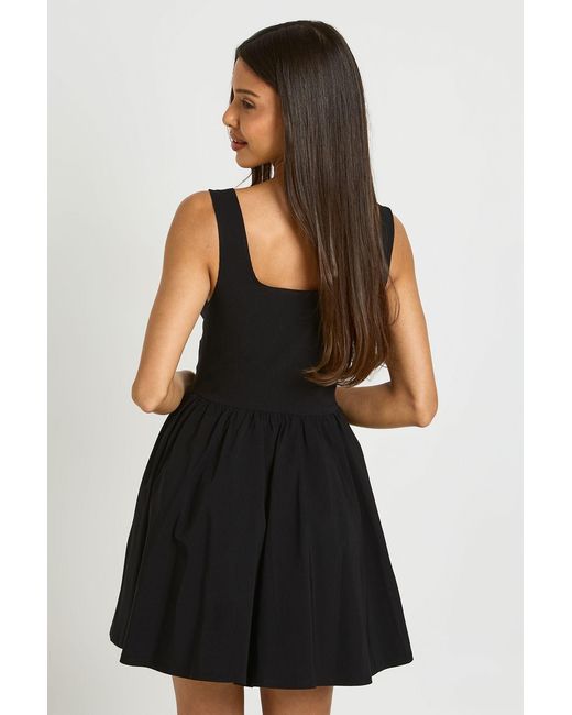 Boohoo Black Bengaline Hook And Eye Skater Dress