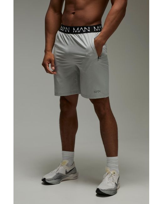 BoohooMAN Gray Active Gym Zip Pocket Regular Fit 5Inch Shorts for men