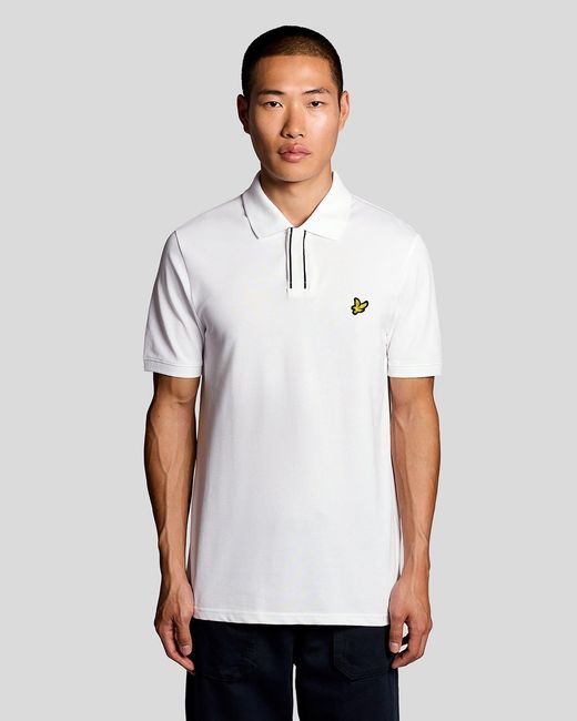 Lyle & Scott White Placket Tipped Polo Shirt for men