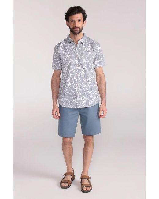 Mountain Warehouse Blue Tropical Printed Short Sleeve Shirt 100% Cotton Chest Pocket Holiday Top for men